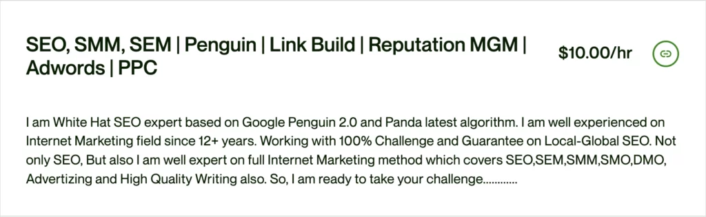 hourly link building is much more risky, screenshot of an hourly link building ad